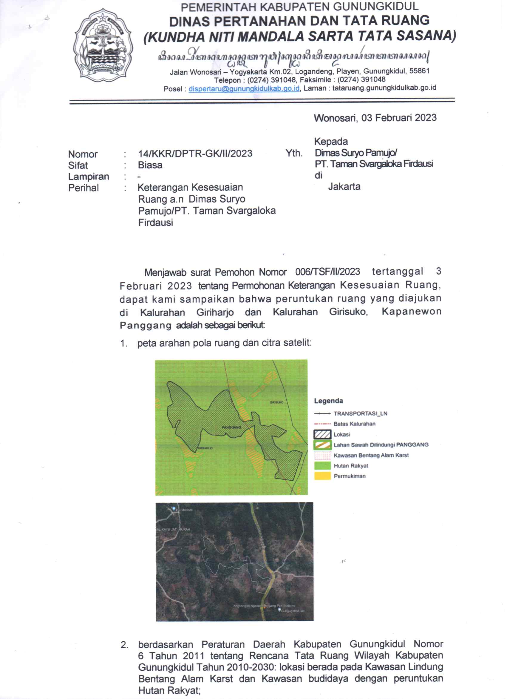 Surat Keterangan Kesesuaian Ruang